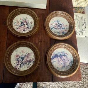 Vintage Woodland Animals Plastic Wall Decor Decor Nursery Room Set of 4